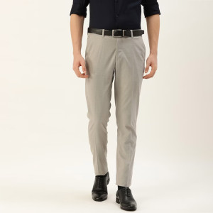 Men Light Olive Green Slim Fit Trousers