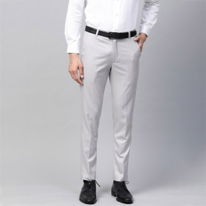 Men Grey Smart Tapered Fit Formal Trousers