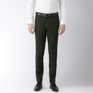 Black Coffee Olive Green Sharp Fit Formal Trousers