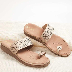 Women Laser-Cut Flat Sandals